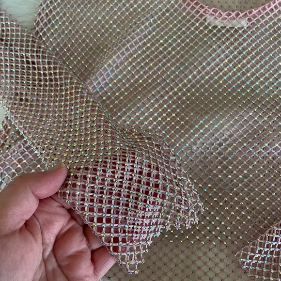 Pink sparkle fishnet free people top - Picture 6 of 8
